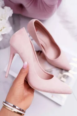 Szpilki Damskie Zamszowe Różowe Yanna