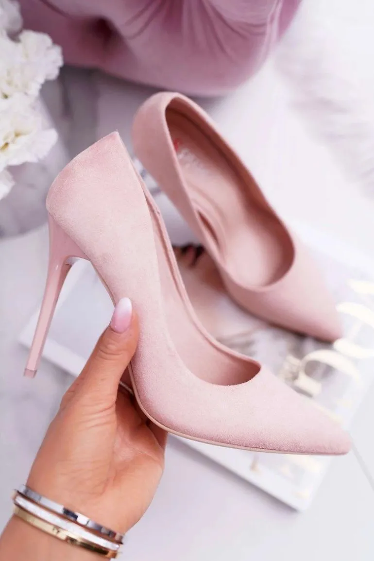 Szpilki Damskie Zamszowe Różowe Yanna