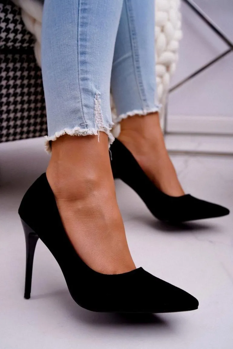 Szpilki Damskie Zamszowe Czarne Betty