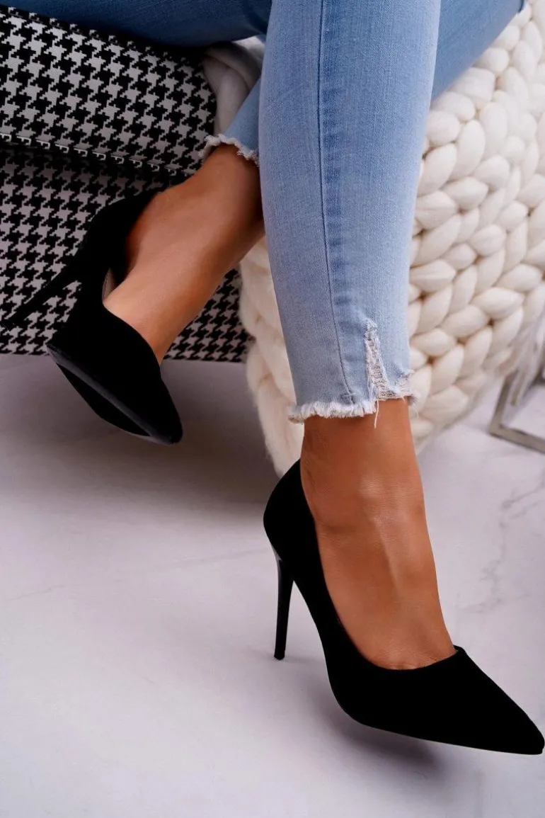 Szpilki Damskie Zamszowe Czarne Betty