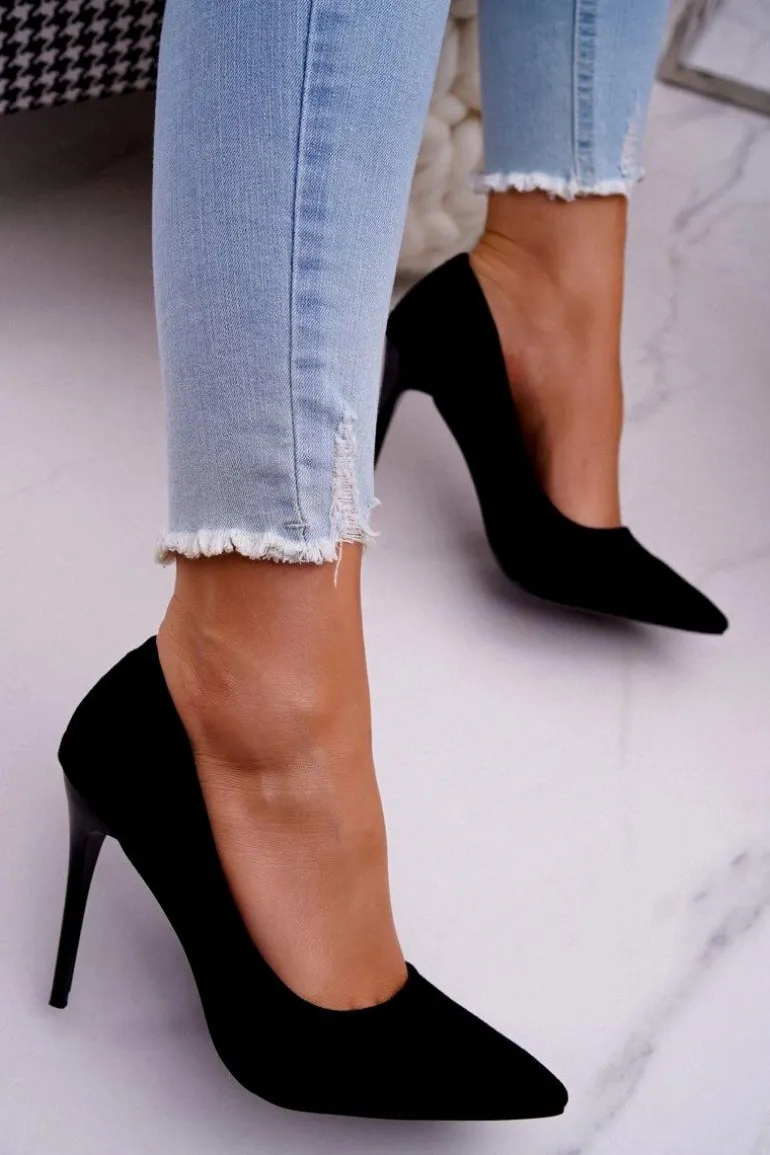 Szpilki Damskie Zamszowe Czarne Betty