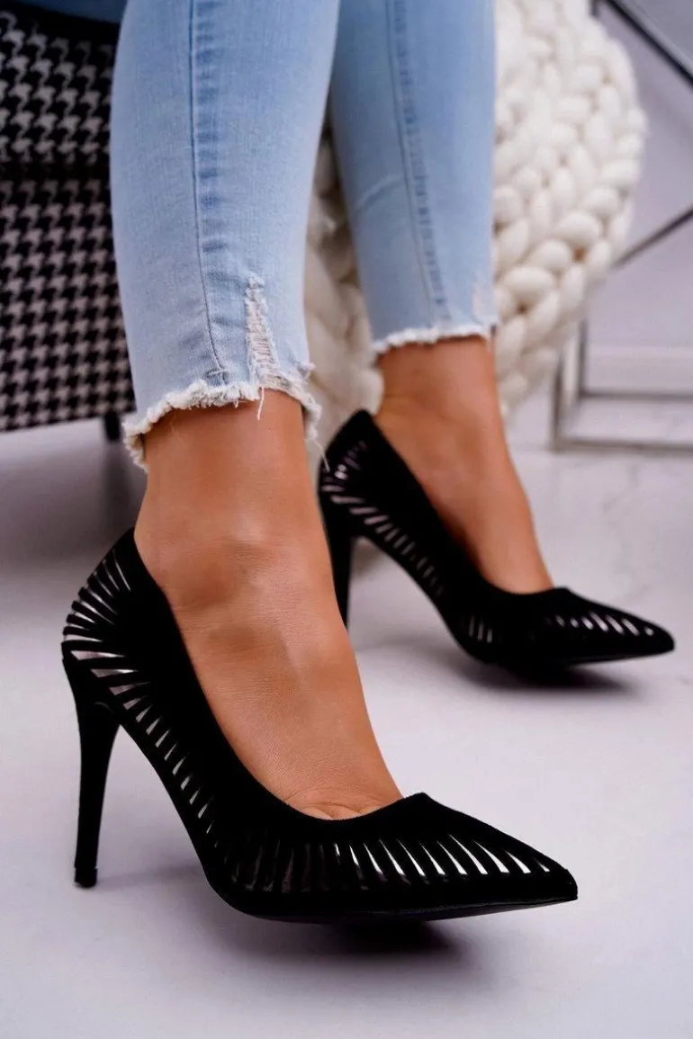 Szpilki Damskie Zamszowe Czarne Fenne