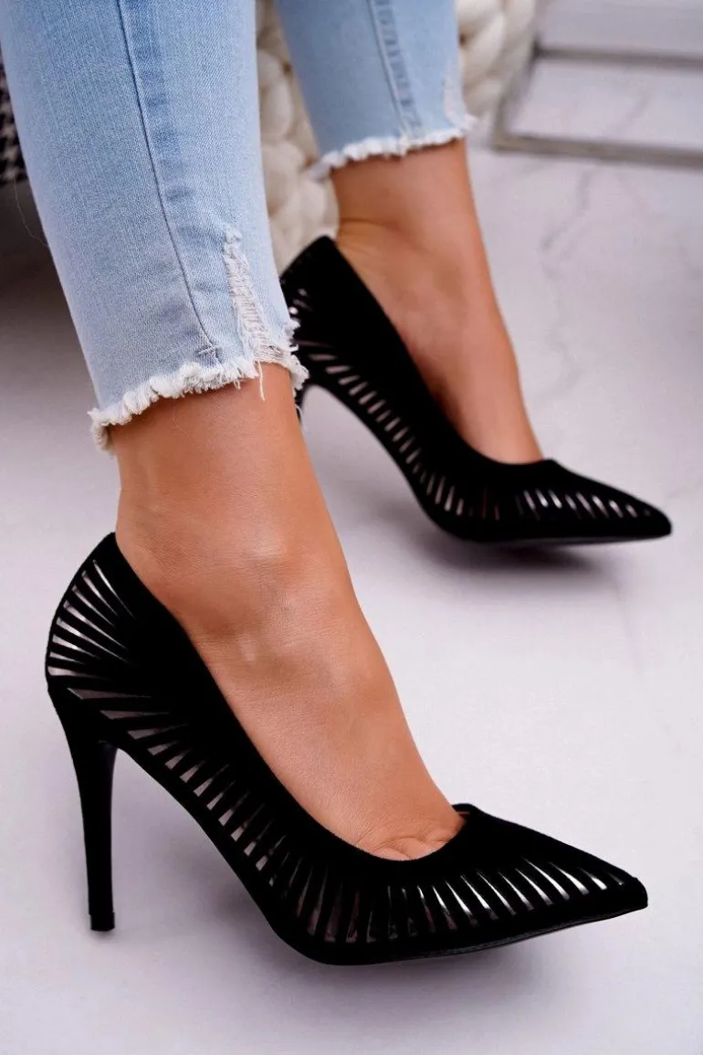 Szpilki Damskie Zamszowe Czarne Fenne