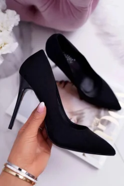 Szpilki Damskie Zamszowe Czarne Yanna