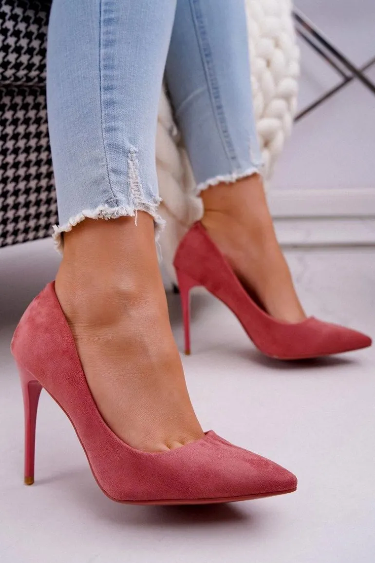 Szpilki Damskie Zamszowe Różowe Betty