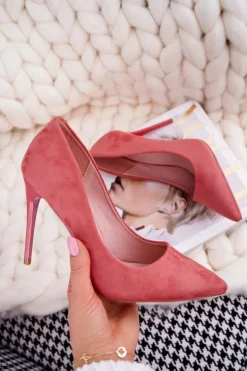 Szpilki Damskie Zamszowe Różowe Betty