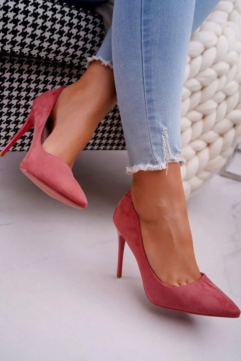 Szpilki Damskie Zamszowe Różowe Betty