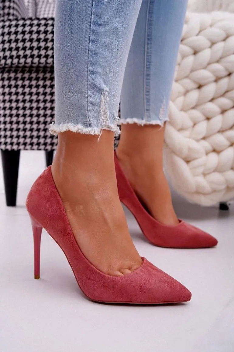 Szpilki Damskie Zamszowe Różowe Betty