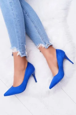 Szpilki Damskie Zamszowe W Szpic Niebieskie Cream