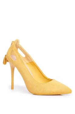 Szpilki Damskie Zamszowe W Szpic Żółte Leven