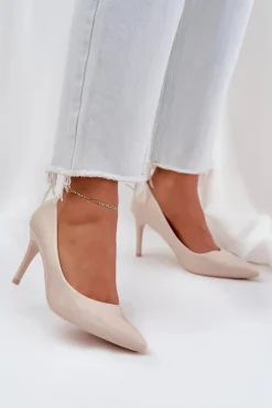 Szpilki Lakierowane Ze Szpiczastymi Noskami Beżowe Laniffia