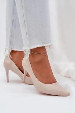 Szpilki Lakierowane Ze Szpiczastymi Noskami Beżowe Laniffia