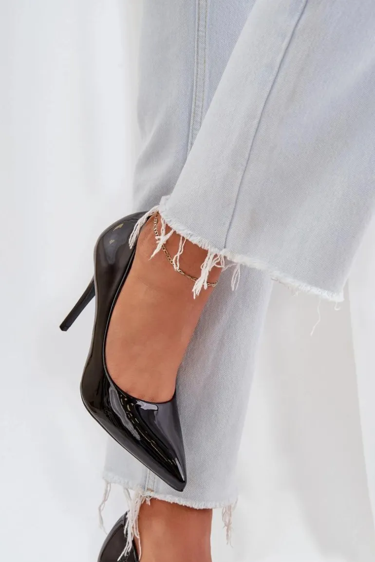 Szpilki Lakierowane Ze Szpiczastymi Noskami Czarne Omenra