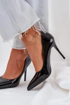 Szpilki Lakierowane Ze Szpiczastymi Noskami Czarne Omenra