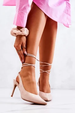 Szpilki Wiązane Beżowe Kallie