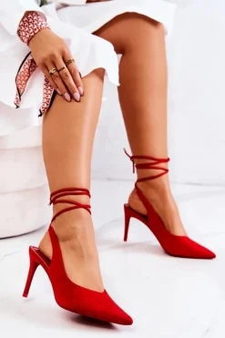 Szpilki Wiązane Czerwone Kallie