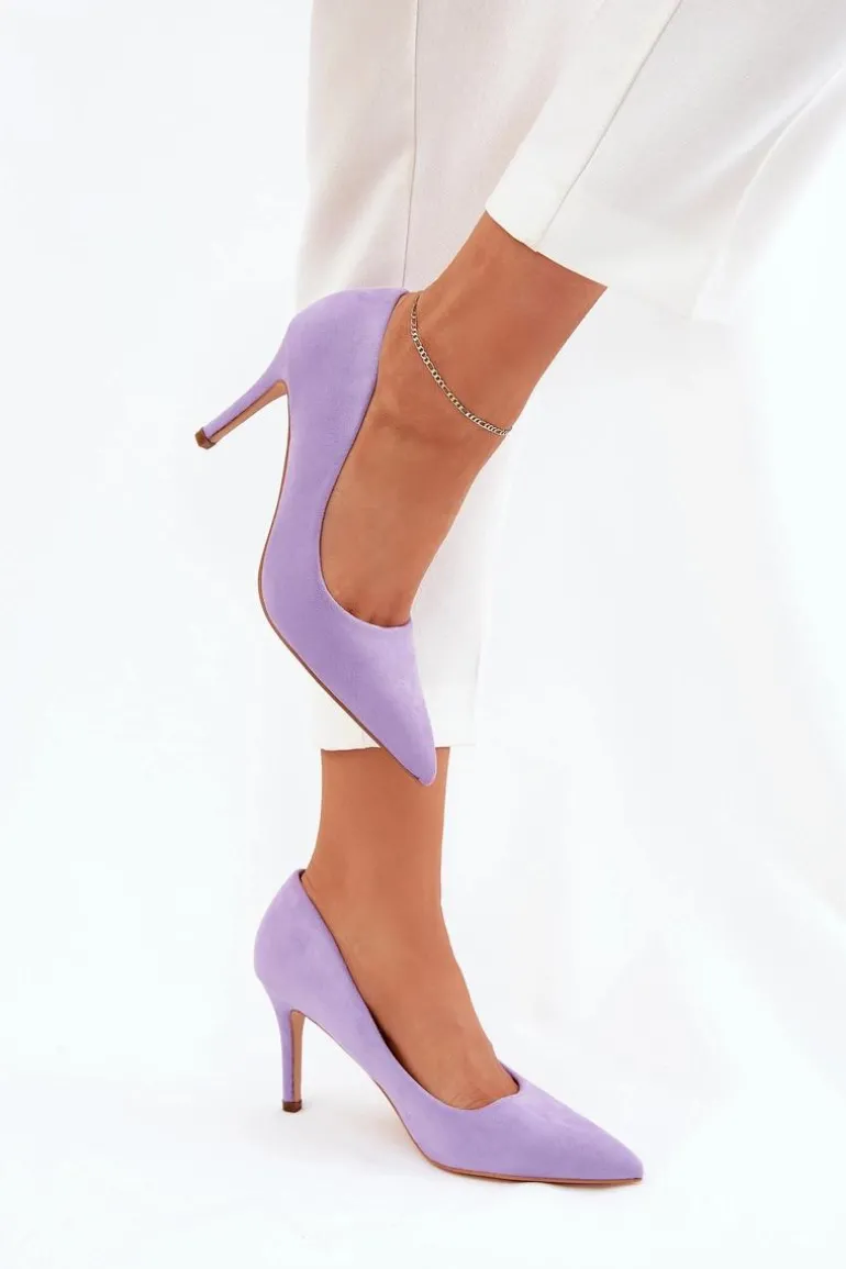 Szpilki Z Eko Zamszu Fioletowe Vannith