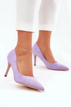 Szpilki Z Eko Zamszu Fioletowe Vannith
