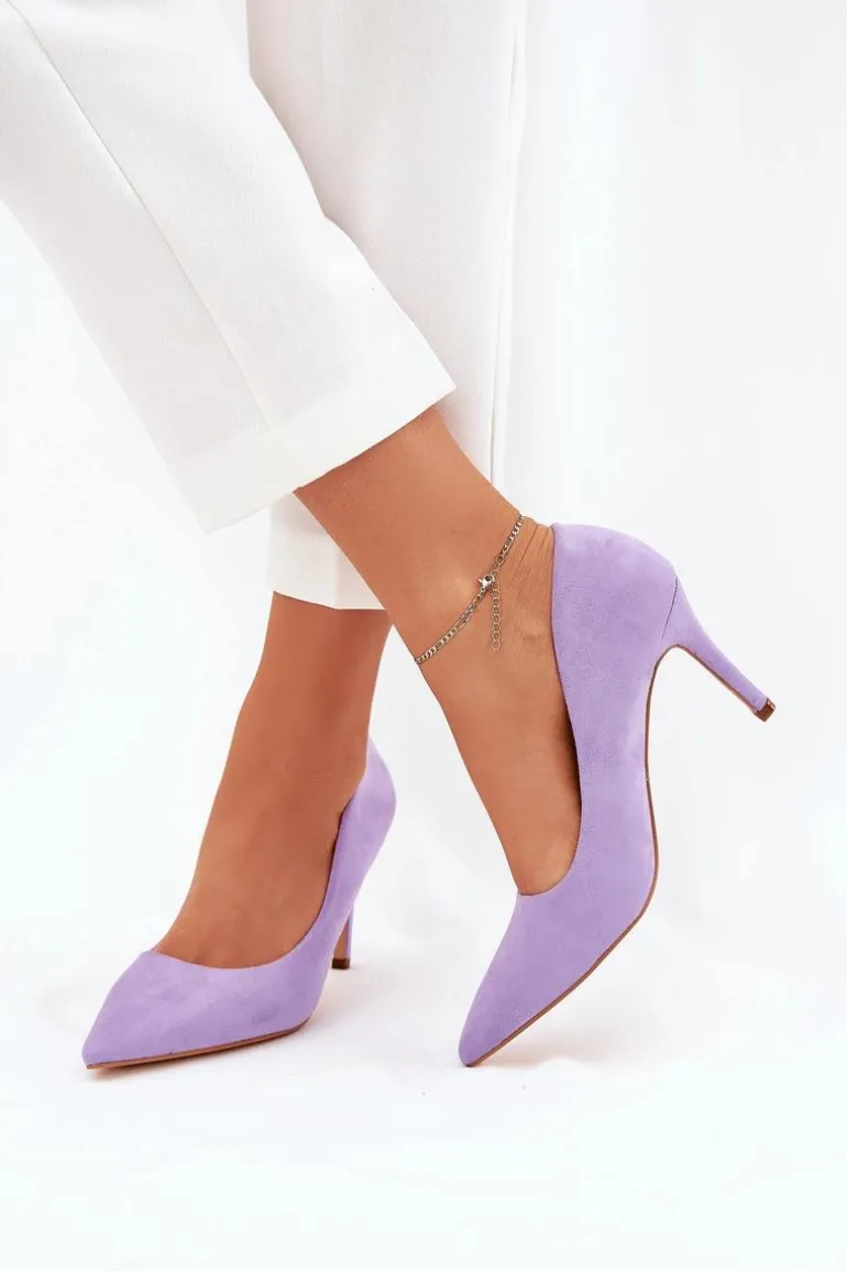 Szpilki Z Eko Zamszu Fioletowe Vannith