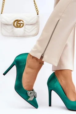 Szpilki Z Kokardą Zielone Fairine