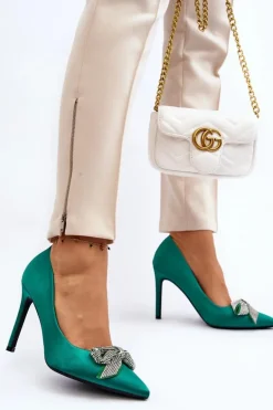 Szpilki Z Kokardą Zielone Fairine