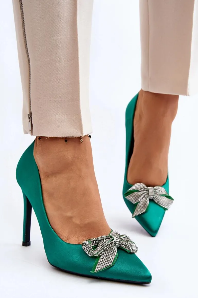 Szpilki Z Kokardą Zielone Fairine