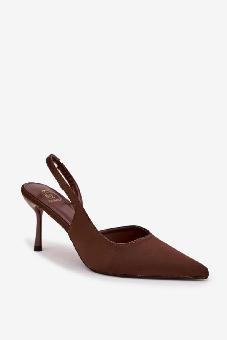 Szpilki Z Odkrytymi Piętami Czekoladowe Lenira