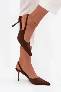 Szpilki Z Odkrytymi Piętami Czekoladowe Lenira