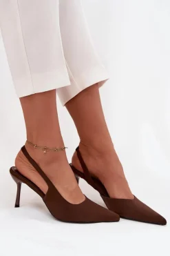 Szpilki Z Odkrytymi Piętami Czekoladowe Lenira