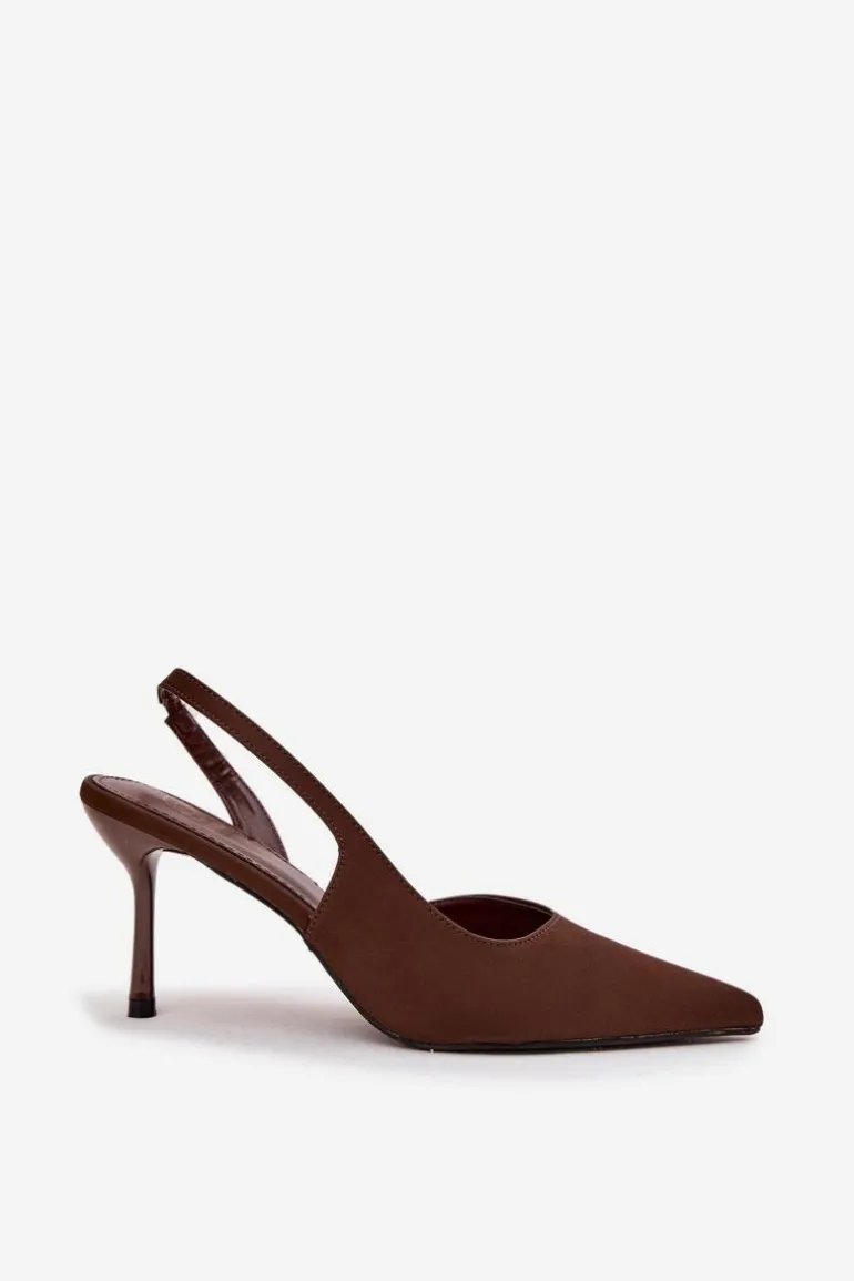 Szpilki Z Odkrytymi Piętami Czekoladowe Lenira