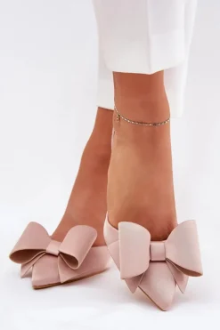 Szpilki Z Odkrytymi Piętami I Kokardką Beżowe Eklevia