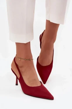 Szpilki Z Odkrytymi Piętami Bordowe Lenira