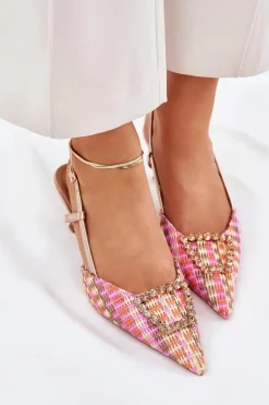 Szpilki Z Ozdobą I Odkrytą Piętą Szampańskie Teminora