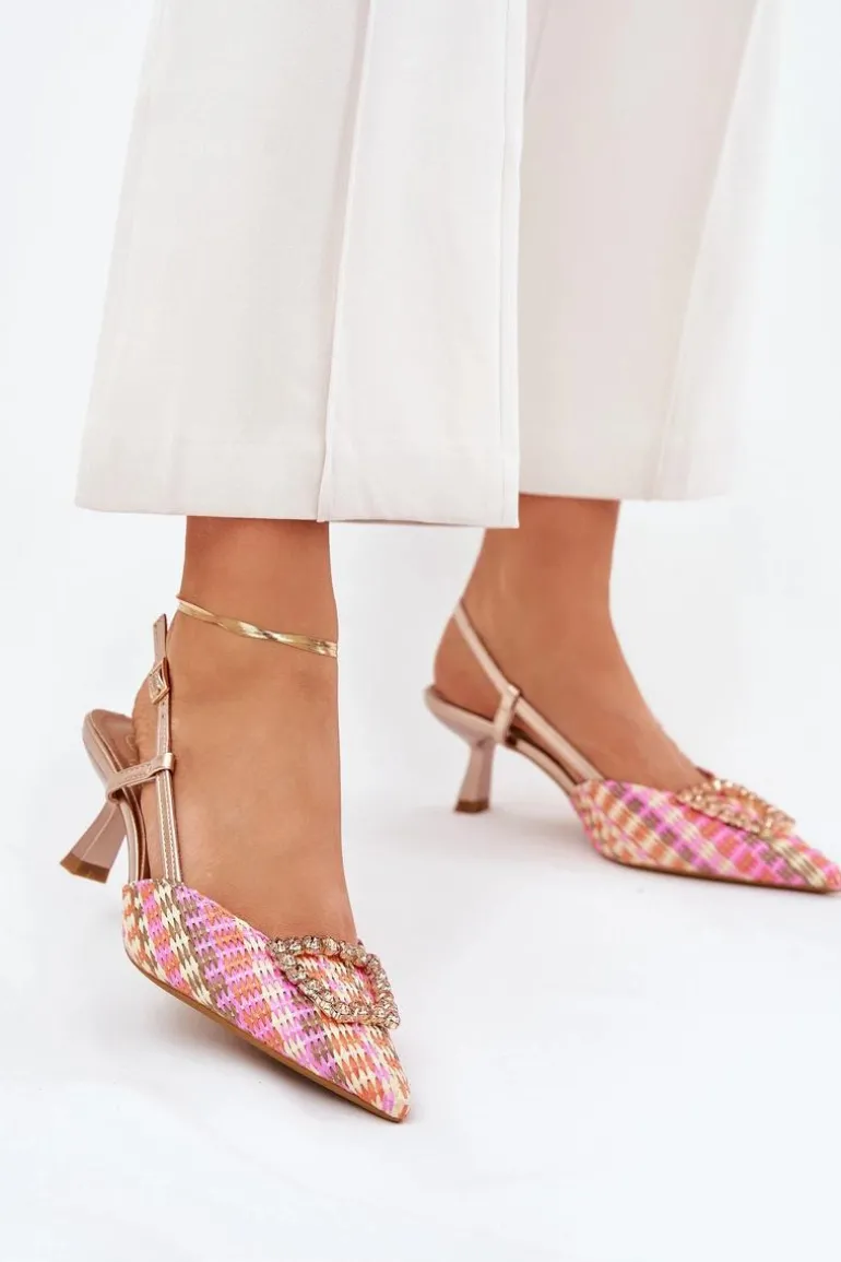 Szpilki Z Ozdobą I Odkrytą Piętą Szampańskie Teminora