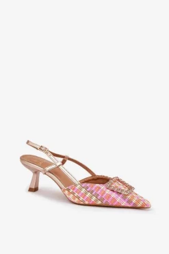 Szpilki Z Ozdobą I Odkrytą Piętą Szampańskie Teminora