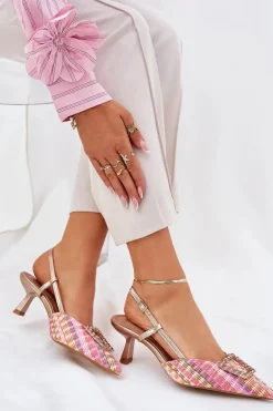 Szpilki Z Ozdobą I Odkrytą Piętą Szampańskie Teminora