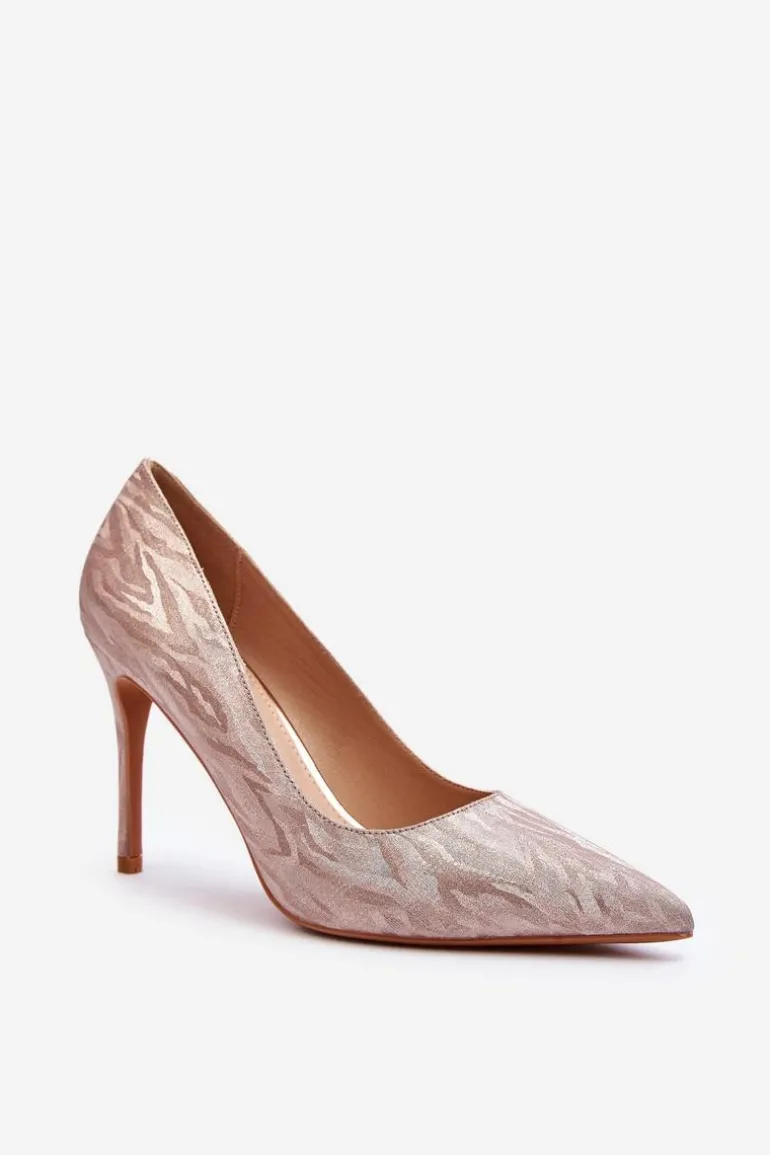 Szpilki Zdobione Brokatem Champagne Klonisa