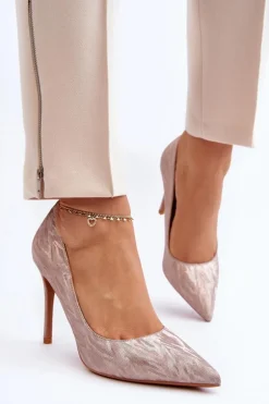 Szpilki Zdobione Brokatem Champagne Klonisa