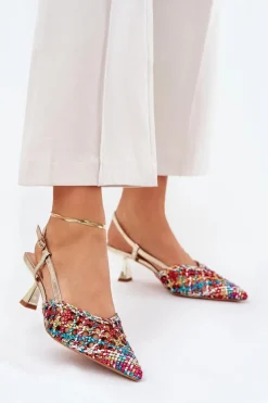 Szpilki Ze Szpiczastym Noskiem I Odkrytą Piętą Multikolor Umirana