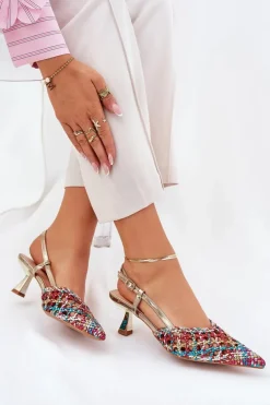 Szpilki Ze Szpiczastym Noskiem I Odkrytą Piętą Multikolor Umirana