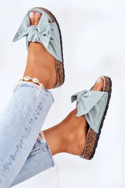 Sztruksowe Klapki Na Korku Miętowe Summertime