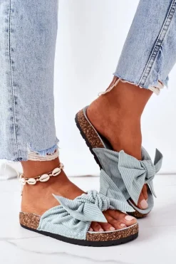 Sztruksowe Klapki Na Korku Miętowe Summertime