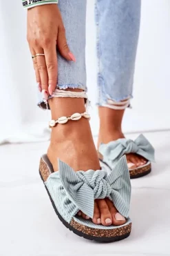 Sztruksowe Klapki Na Korku Miętowe Summertime