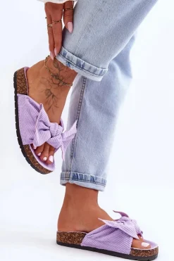 Sztruksowe Klapki Na Korku Fioletowe Summertime