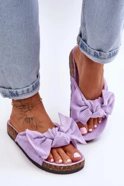 Sztruksowe Klapki Na Korku Fioletowe Summertime