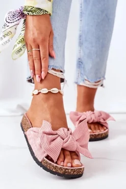 Sztruksowe Klapki Na Korku Różowe Summertime