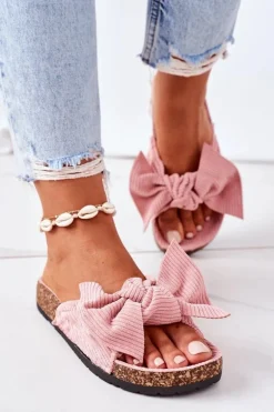 Sztruksowe Klapki Na Korku Różowe Summertime