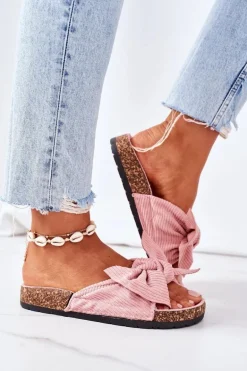 Sztruksowe Klapki Na Korku Różowe Summertime