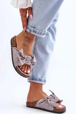 Sztruksowe Klapki Na Korku Szare Summertime