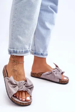 Sztruksowe Klapki Na Korku Szare Summertime